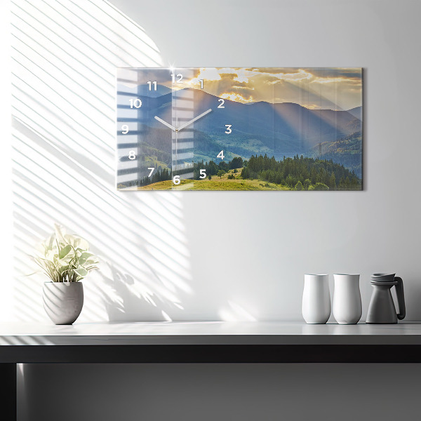 Horizontal wall clock Landscape with forests