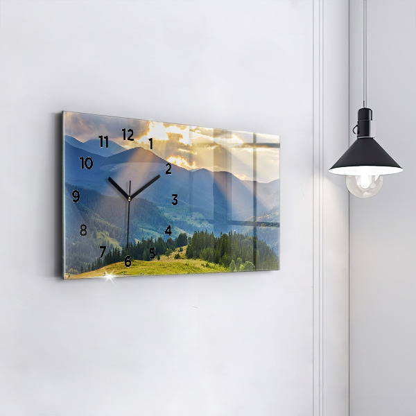 Horizontal wall clock Landscape with forests