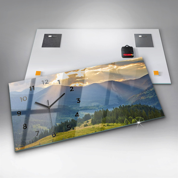 Horizontal wall clock Landscape with forests