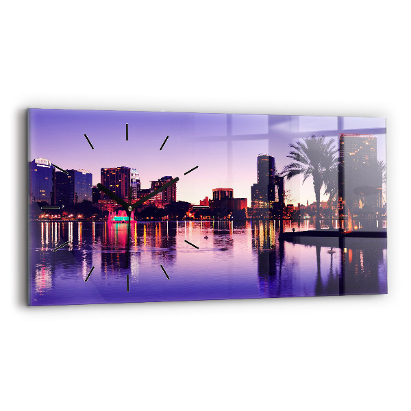 Horizontal wall clock Orlando city skyline