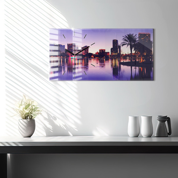 Horizontal wall clock Orlando city skyline