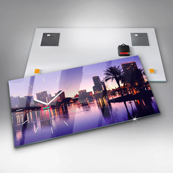 Horizontal wall clock Orlando city skyline