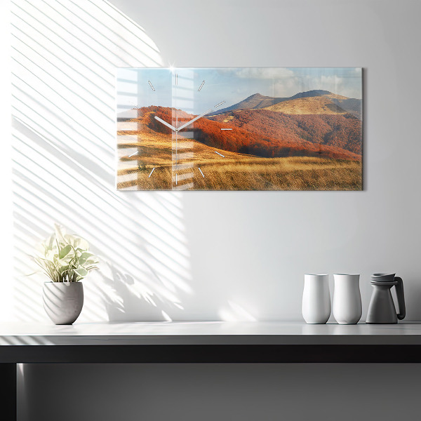 Horizontal wall clock Mountain landscape in autumn