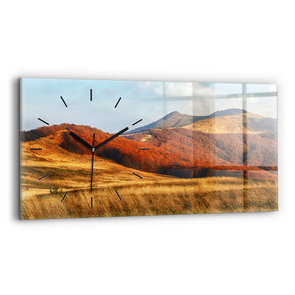 Horizontal wall clock Mountain landscape in autumn