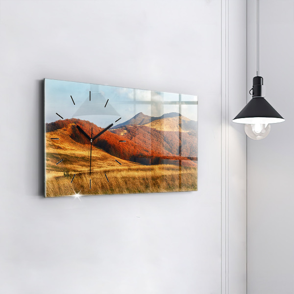 Horizontal wall clock Mountain landscape in autumn