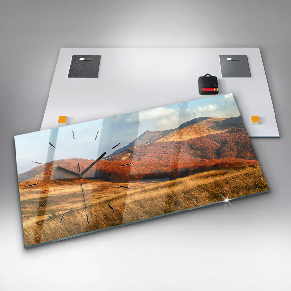 Horizontal wall clock Mountain landscape in autumn