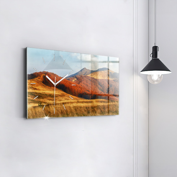 Horizontal wall clock Mountain landscape in autumn