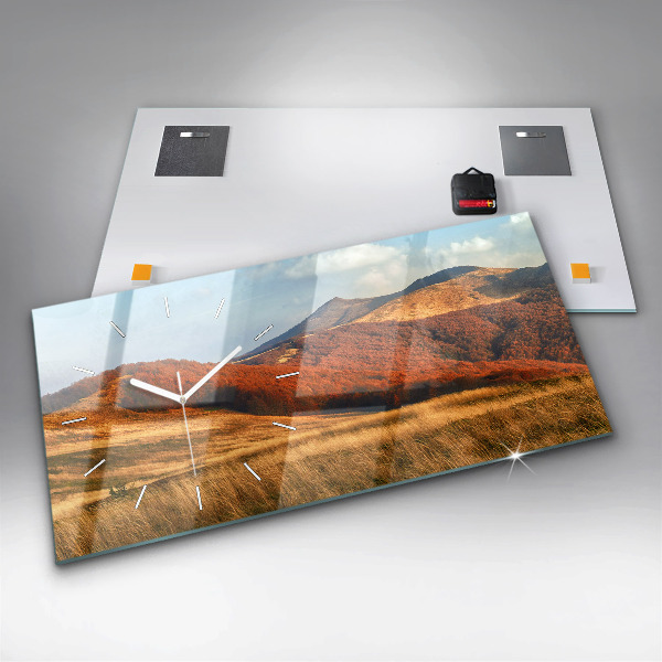 Horizontal wall clock Mountain landscape in autumn