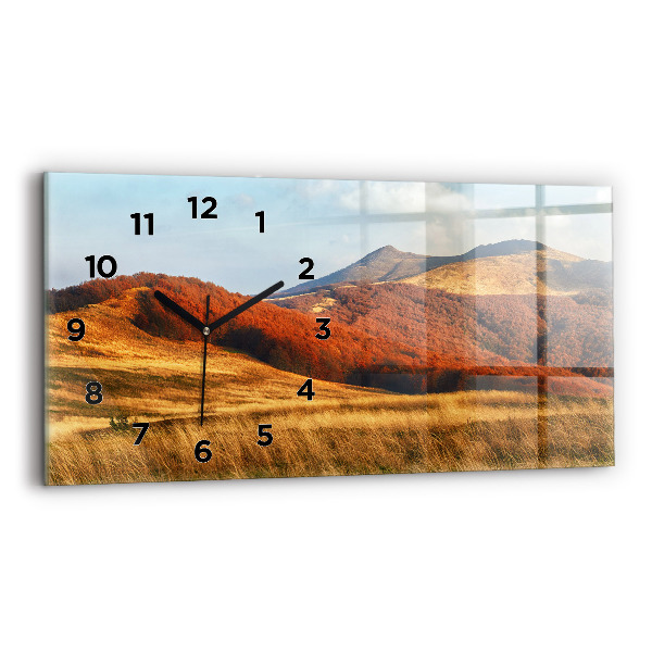 Horizontal wall clock Mountain landscape in autumn