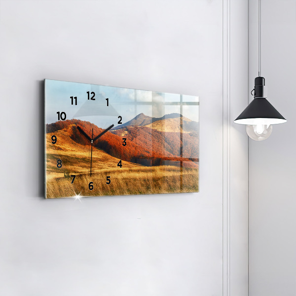 Horizontal wall clock Mountain landscape in autumn