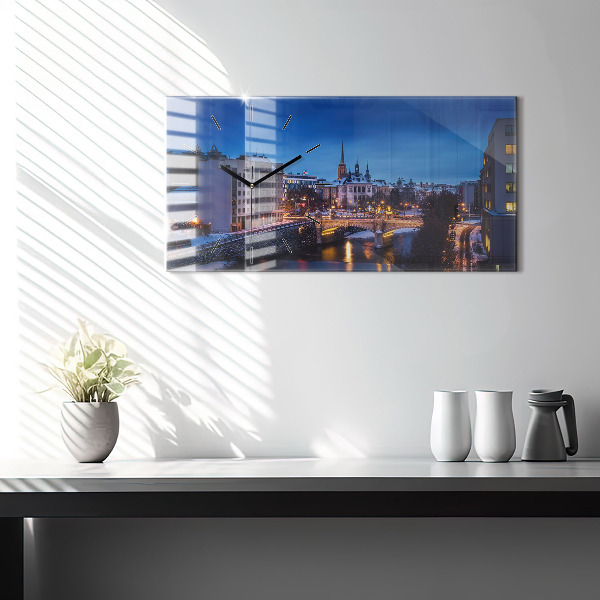 Horizontal wall clock Panorama of the city of Pilsen