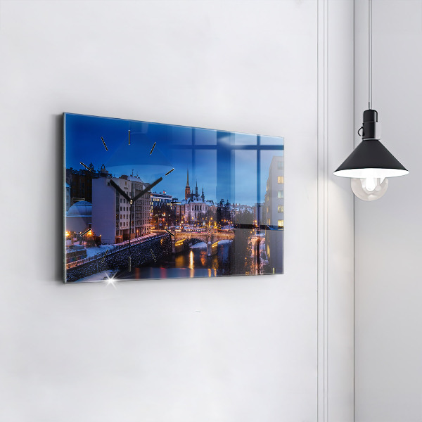 Horizontal wall clock Panorama of the city of Pilsen