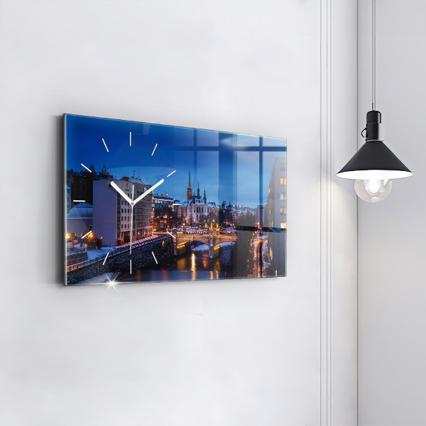 Horizontal wall clock Panorama of the city of Pilsen