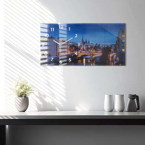 Horizontal wall clock Panorama of the city of Pilsen