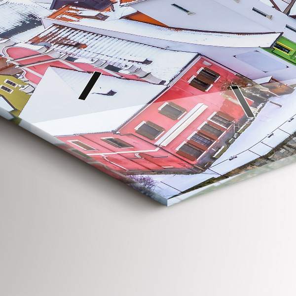 Horizontal wall clock Panorama of the city in winter