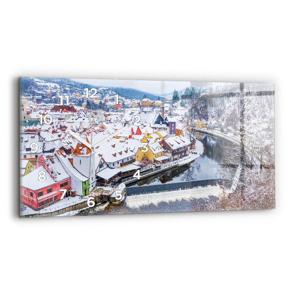 Horizontal wall clock Panorama of the city in winter