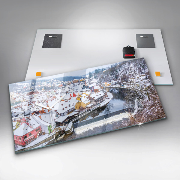 Horizontal wall clock Panorama of the city in winter