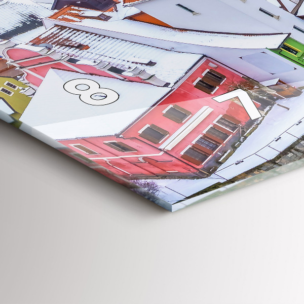 Horizontal wall clock Panorama of the city in winter