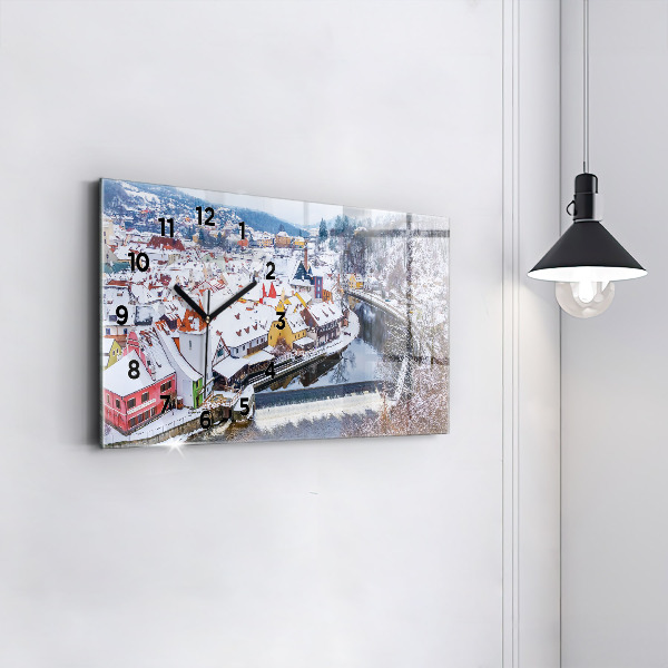 Horizontal wall clock Panorama of the city in winter
