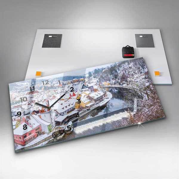 Horizontal wall clock Panorama of the city in winter