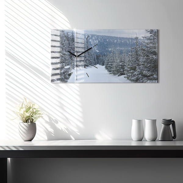 Horizontal wall clock Czech Giant Mountains in winter