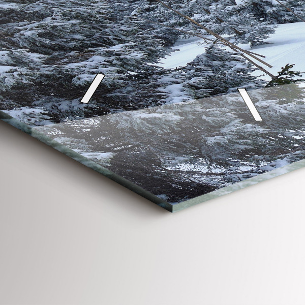 Horizontal wall clock Czech Giant Mountains in winter