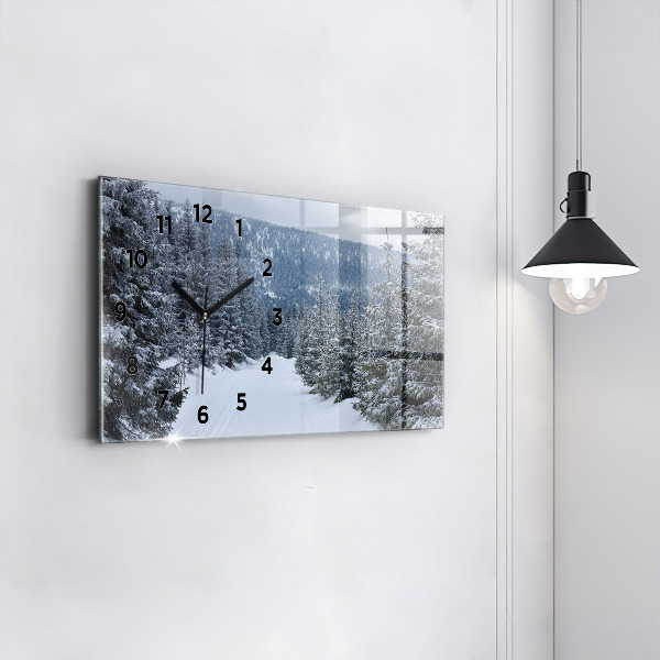 Horizontal wall clock Czech Giant Mountains in winter