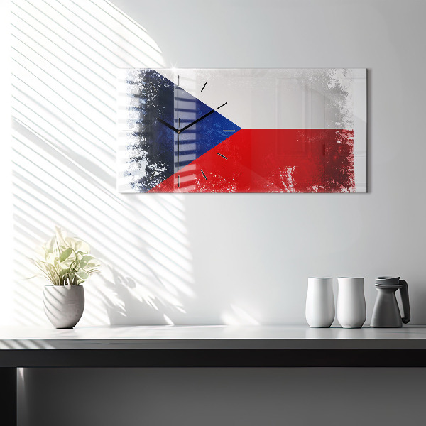 Horizontal wall clock Czech flag