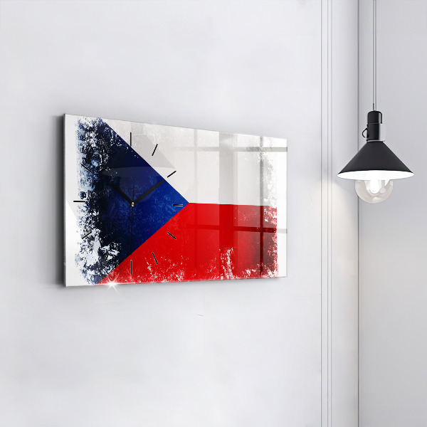 Horizontal wall clock Czech flag
