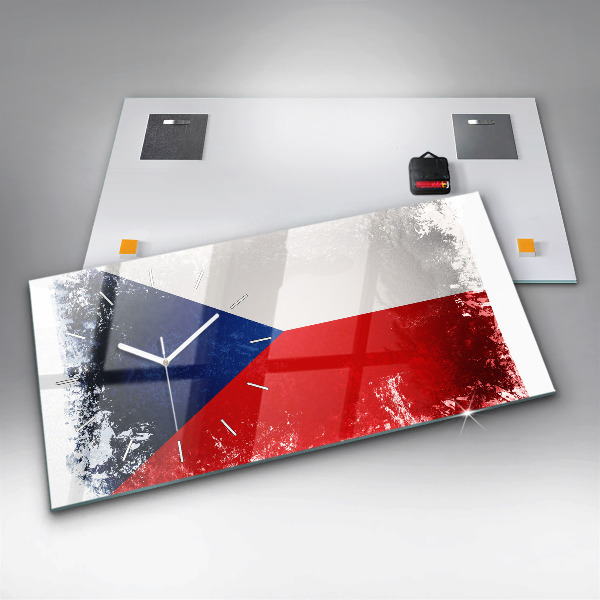 Horizontal wall clock Czech flag