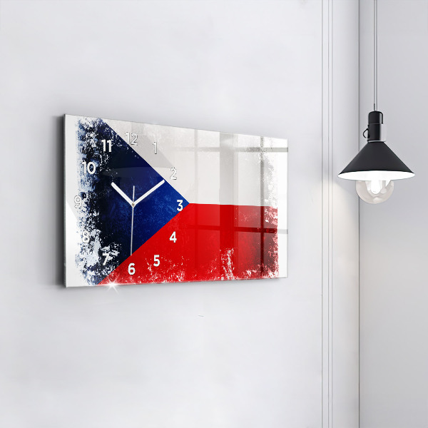 Horizontal wall clock Czech flag