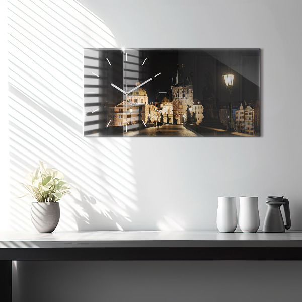 Horizontal wall clock Charles Bridge in Prague