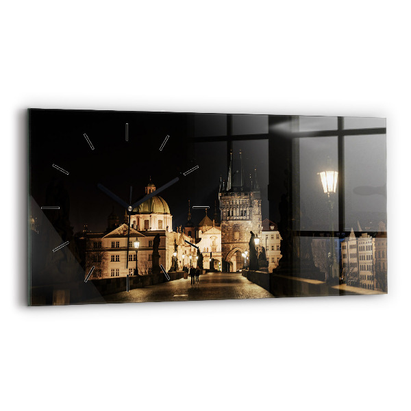 Horizontal wall clock Charles Bridge in Prague