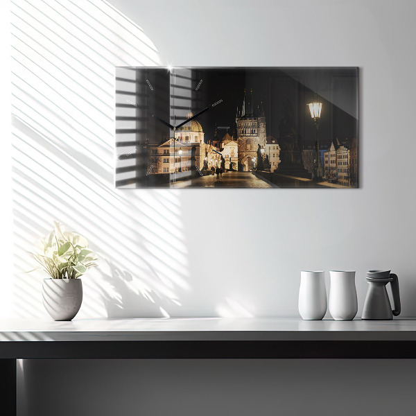 Horizontal wall clock Charles Bridge in Prague