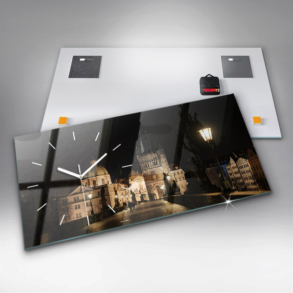 Horizontal wall clock Charles Bridge in Prague