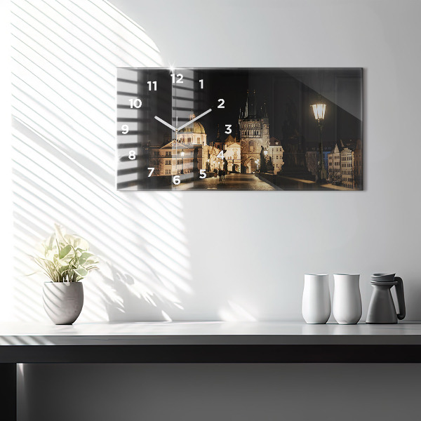 Horizontal wall clock Charles Bridge in Prague