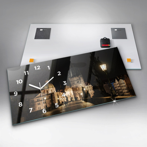 Horizontal wall clock Charles Bridge in Prague