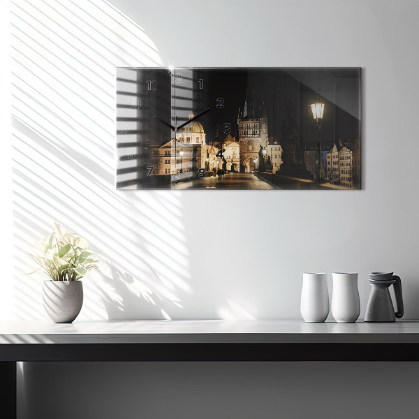 Horizontal wall clock Charles Bridge in Prague