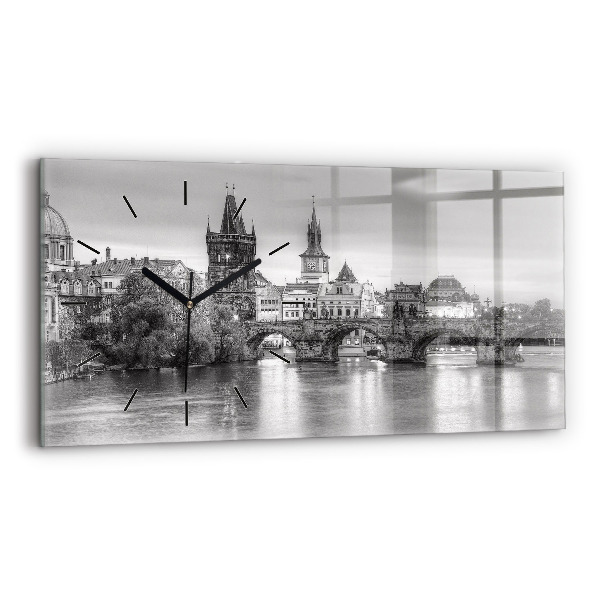 Horizontal wall clock View of Charles Bridge Prague
