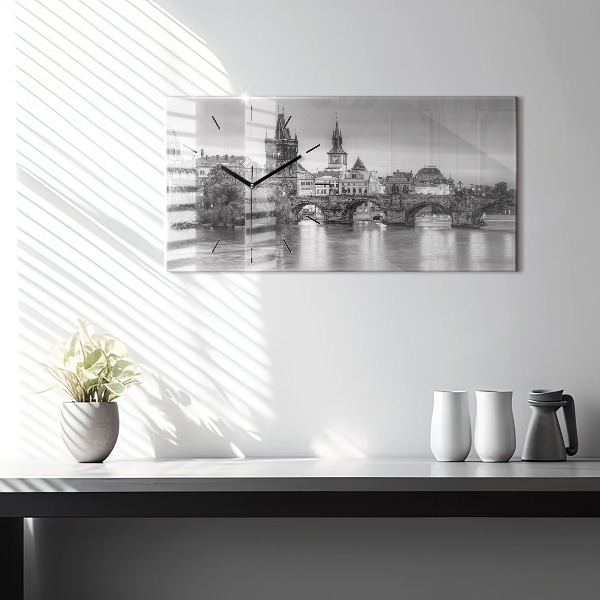 Horizontal wall clock View of Charles Bridge Prague