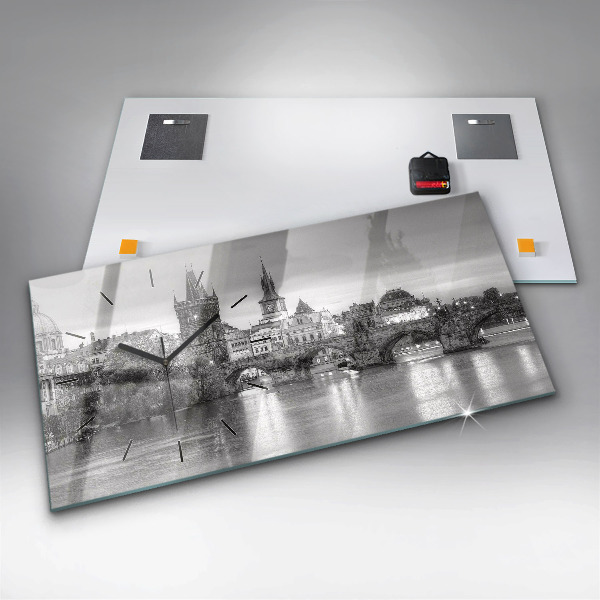 Horizontal wall clock View of Charles Bridge Prague