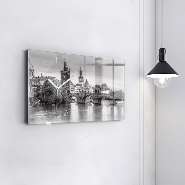 Horizontal wall clock View of Charles Bridge Prague