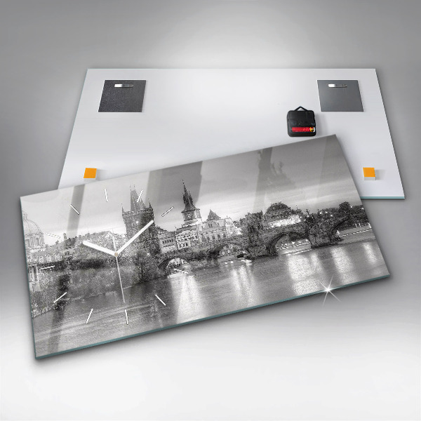 Horizontal wall clock View of Charles Bridge Prague