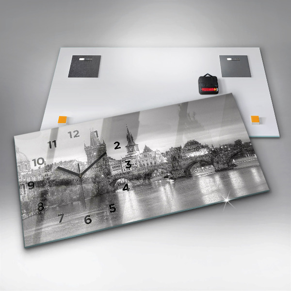 Horizontal wall clock View of Charles Bridge Prague