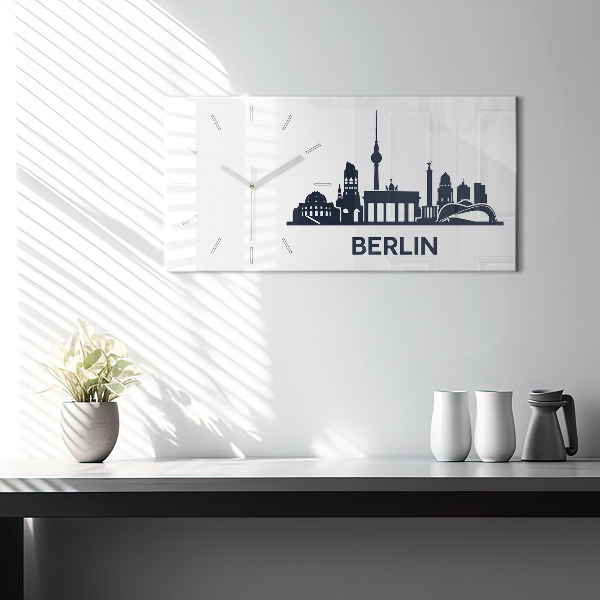 Horizontal wall clock Berlin city illustration