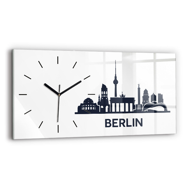 Horizontal wall clock Berlin city illustration