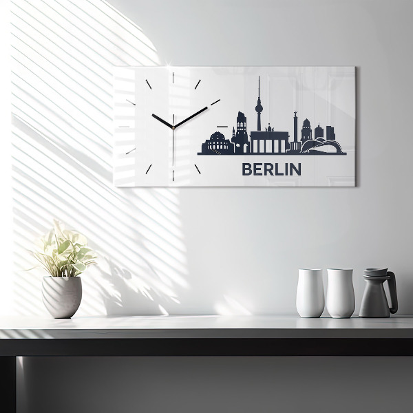 Horizontal wall clock Berlin city illustration