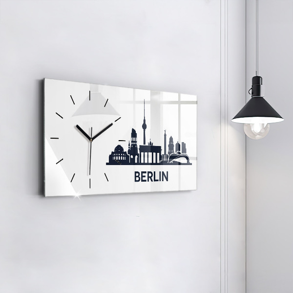 Horizontal wall clock Berlin city illustration