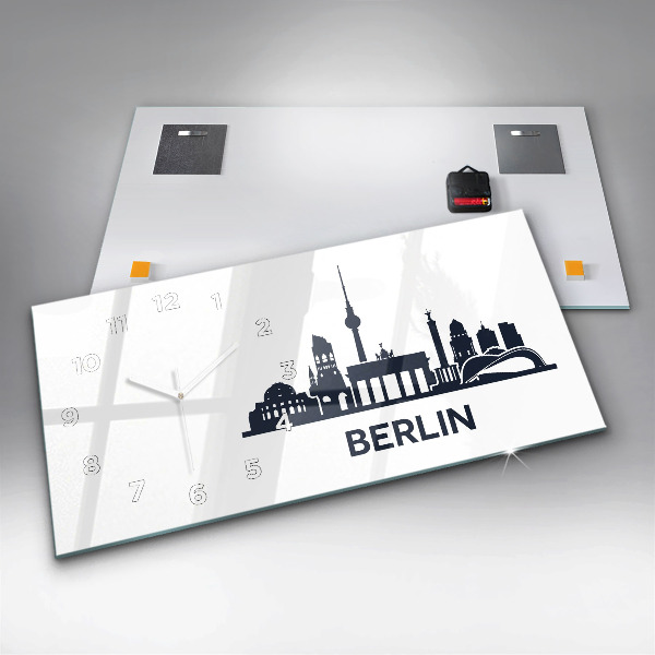 Horizontal wall clock Berlin city illustration