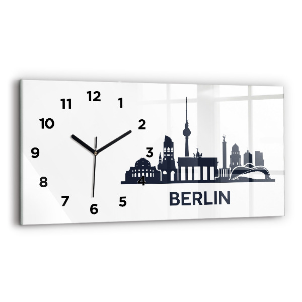 Horizontal wall clock Berlin city illustration